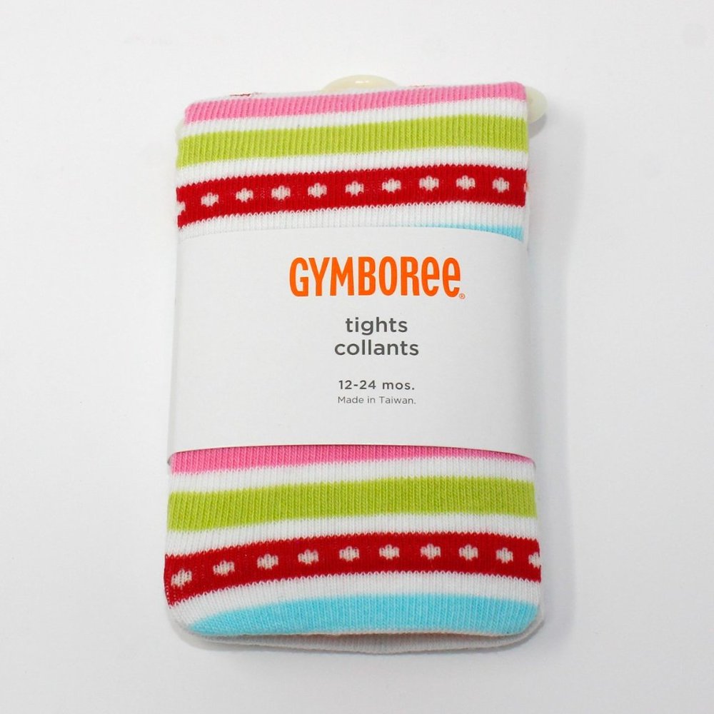 NWT Gymboree 12-24M Tights Cozy Cutie ivory multi-stripe dot